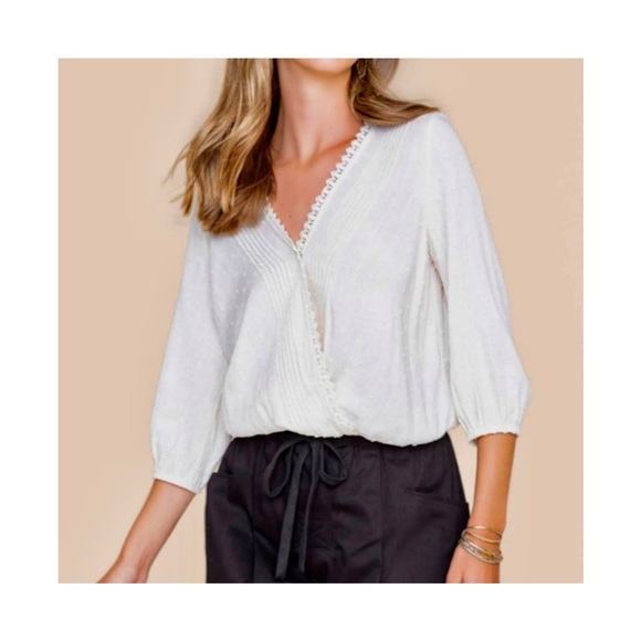 Destiny Swiss Dot Wrap Blouse - Picture 4 of 5